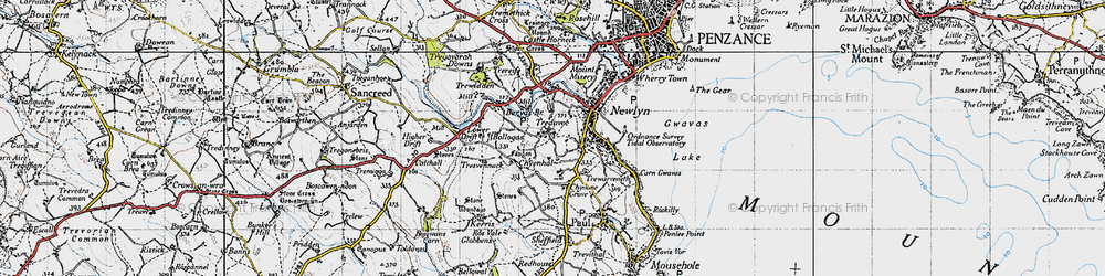 Old map of Tredavoe in 1946