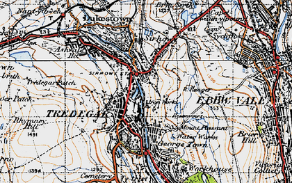 Old map of Tredegar in 1947