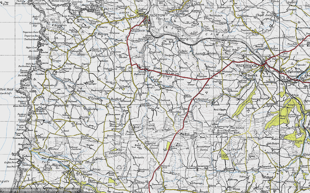 Old Map of Historic Map covering Trevibban in 1946