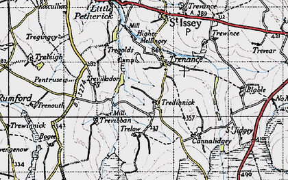 Old map of Trevibban in 1946