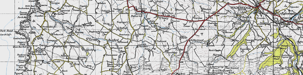 Old map of Trevibban in 1946