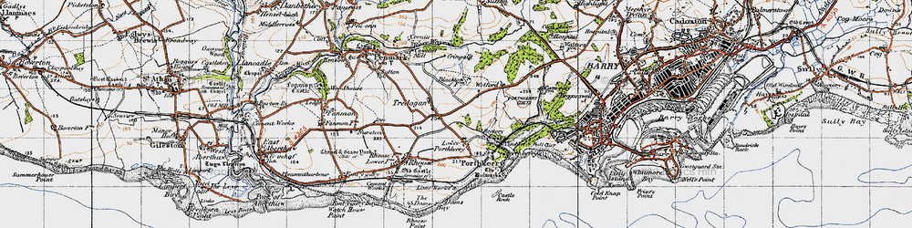 Old map of Tredogan in 1947