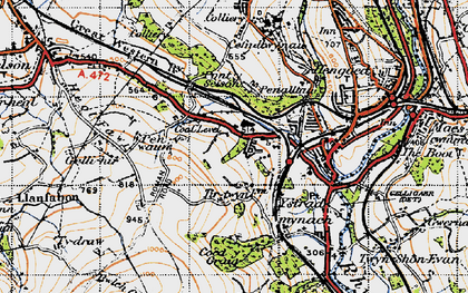 Old map of Tredomen in 1947
