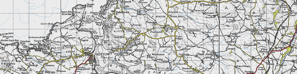 Old map of Tredrizzick in 1946