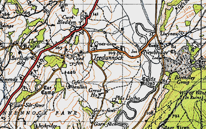 Old map of Tredunnock in 1946