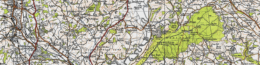 Old map of Tredunnock in 1946