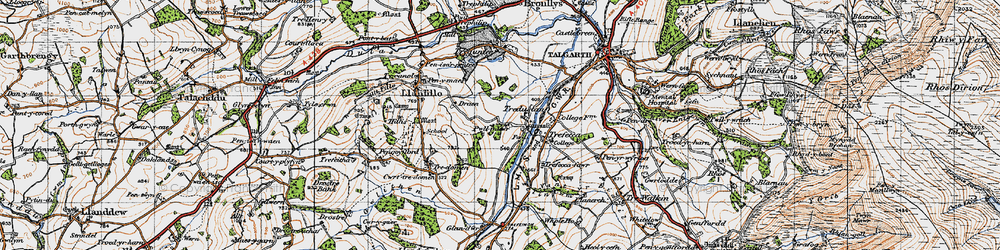 Old map of Tredustan in 1947