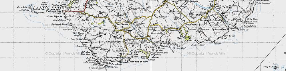 Old map of Treen in 1946