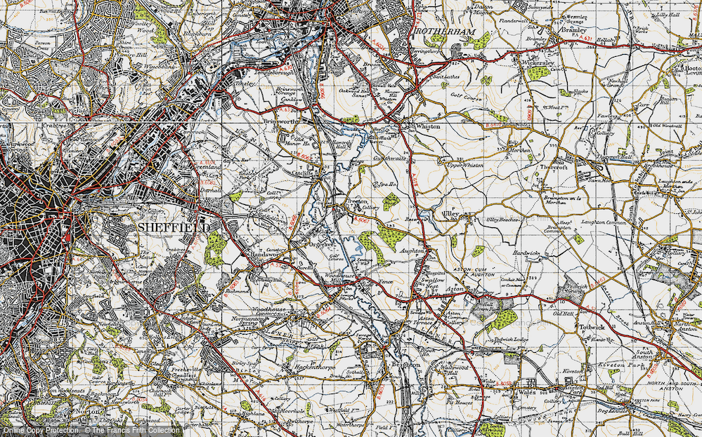 Old Map of Treeton, 1947 in 1947