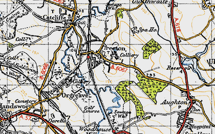 Old map of Treeton in 1947