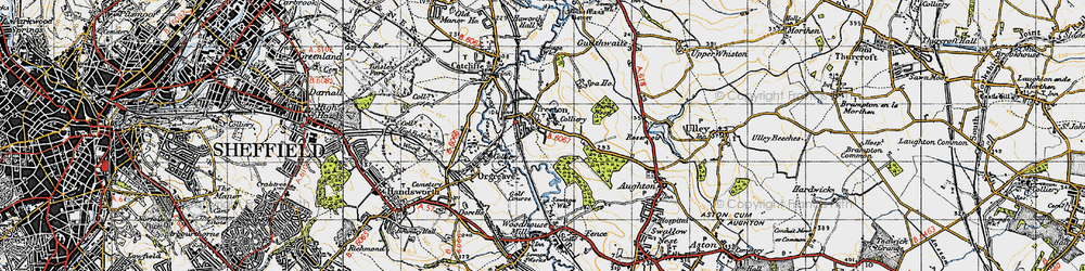 Old map of Treeton in 1947