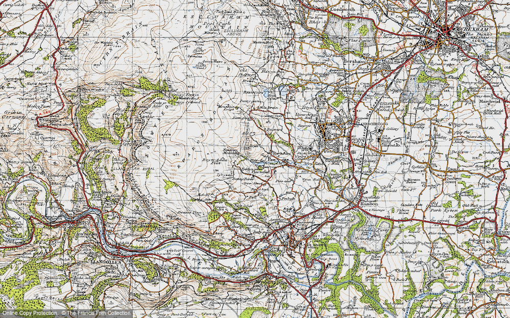 Old Map of Historic Map covering Bryn-Adda Flat in 1947