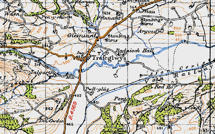 Old map of Trefeglwys in 1947