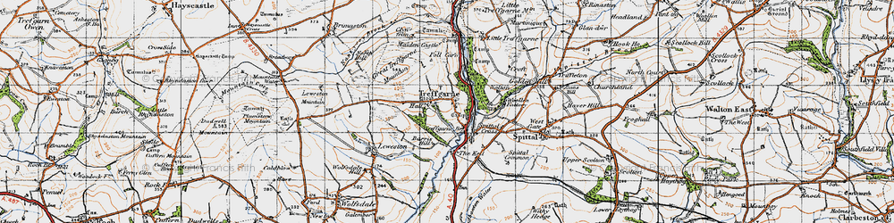 Old map of Barris Hill in 1946