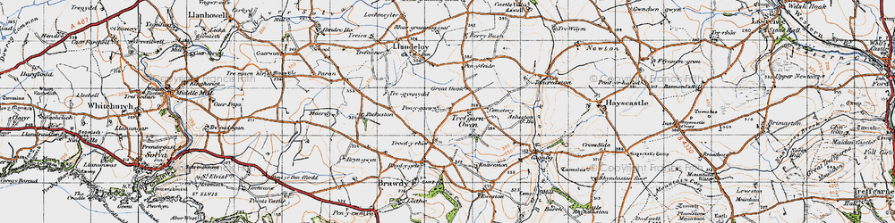 Old map of Trefgarn Owen in 1946