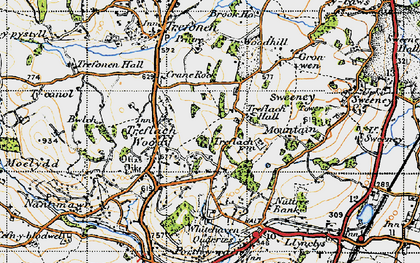 Old map of Treflach in 1947