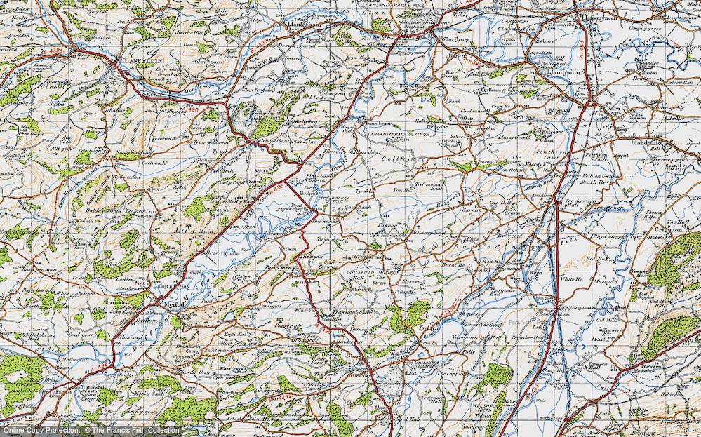 Old Map of Historic Map covering Y Gaer in 1947