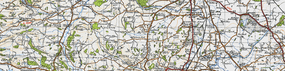 Old map of Trefonen in 1947