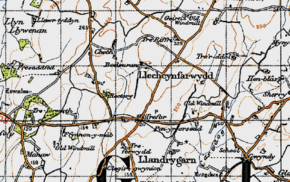 Old map of Bodychen in 1947