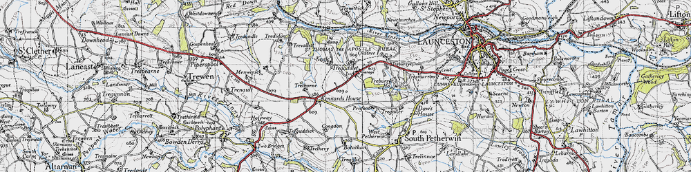 Old map of Tregadillett in 1946