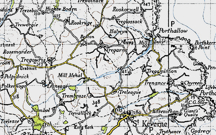 Old map of Lesneague in 1946