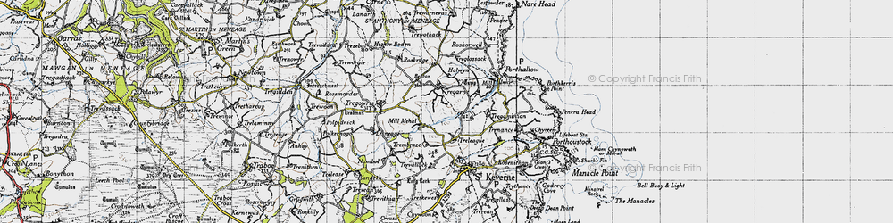 Old map of Tregarne in 1946