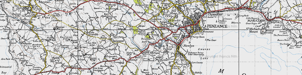 Old map of Tregavarah in 1946