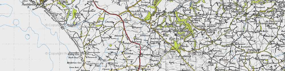 Old map of Burncoose in 1946