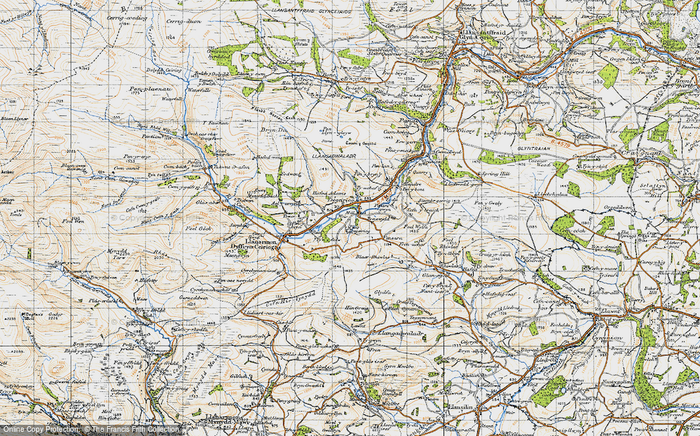Old Map of Historic Map covering Bryn Du in 1947