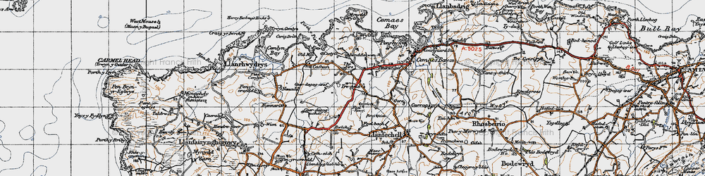 Old map of Tregele in 1947