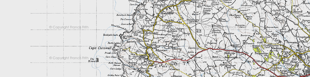 Old map of Bostraze in 1946