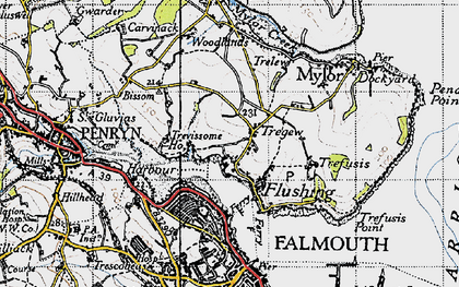 Old map of Tregew in 1946