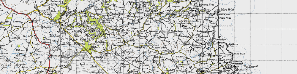 Old map of Tregidden in 1946