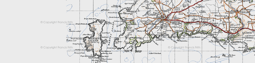 Old map of Ramsey Island in 1946