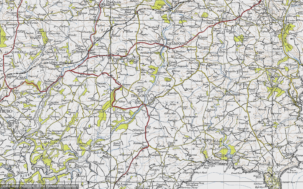 Old Map of Historic Map covering Reskivers in 1946