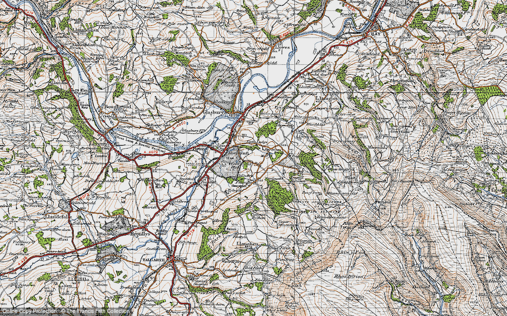 Old Map of Historic Map covering Tregoyd in 1947