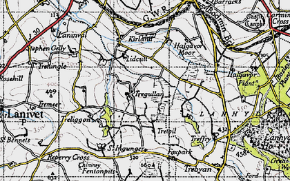 Old map of Tregullon in 1946