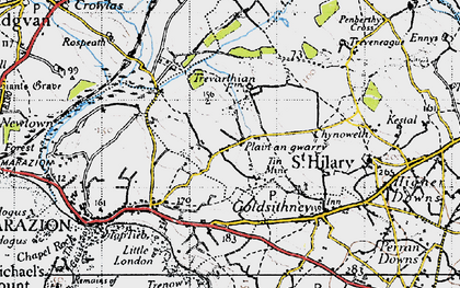 Old map of Tregurtha Downs in 1946