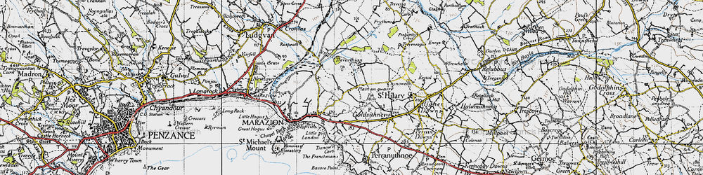 Old map of Tregurtha Downs in 1946