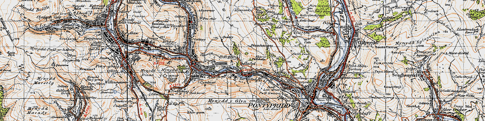 Old map of Blaenhenwysg in 1947