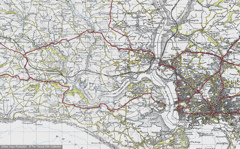 Old Map of Historic Map covering Longlands in 1946