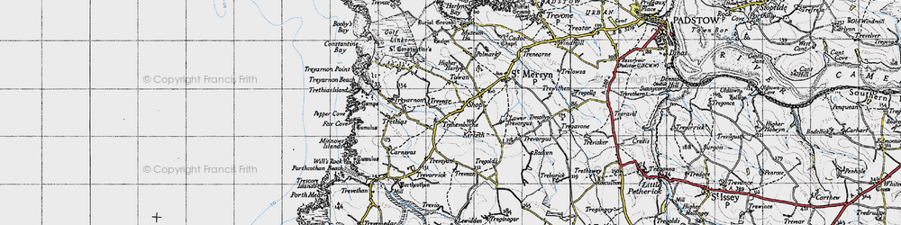 Old map of Trehemborne in 1946