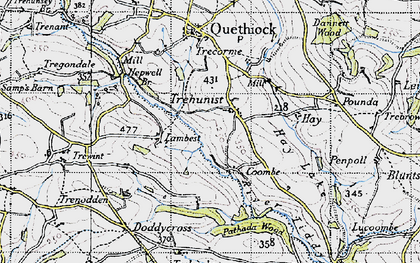 Old map of Trehunist in 1946