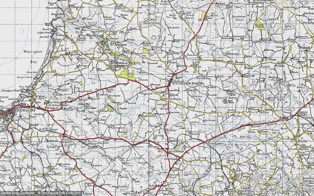 Old Map of Historic Map covering Bosworgey in 1946