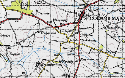 Old map of Trekenning in 1946