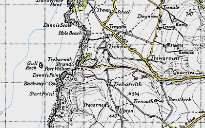 Old map of Treknow in 1946