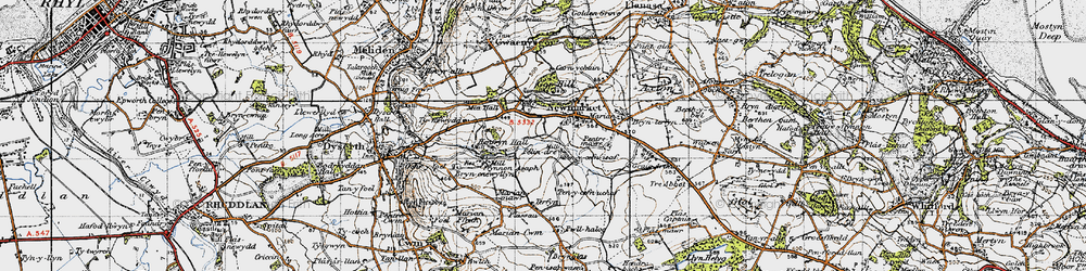 Old map of Trelawnyd in 1947