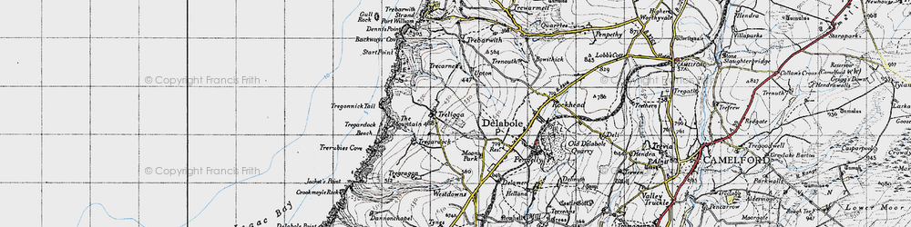 Old map of Treligga in 1946