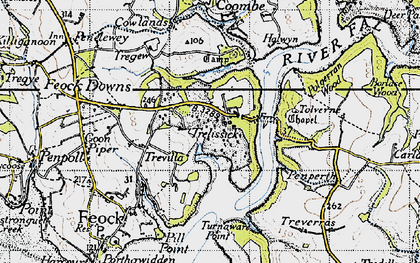 Old map of Trelissick in 1946