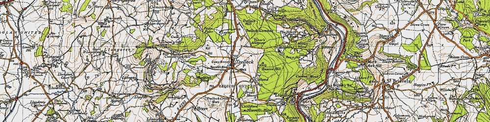 Old map of Trelleck Common in 1946